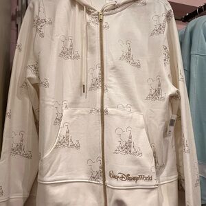 Disney 2026 Walt DisneyWorld embroidered Beige Zipped Hoodie